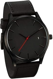 LsvtrUS Popular Low-Key Men's Quartz Wristwatch Minimalist Connotation Leather Watch (Black)