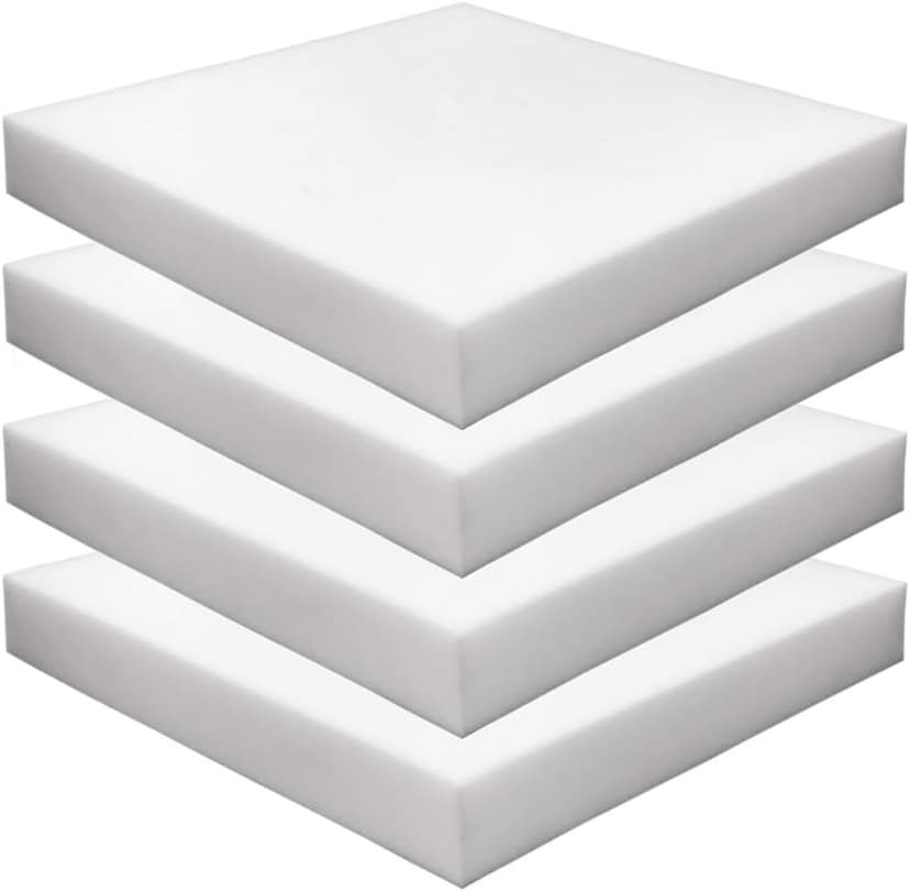 Foamma 4-Pack 2" x 18" x 18" High Density Upholstery Foam, Chair Cushion Square Foam for Dining Chairs, Wheelchair Seat Cushion Replacement