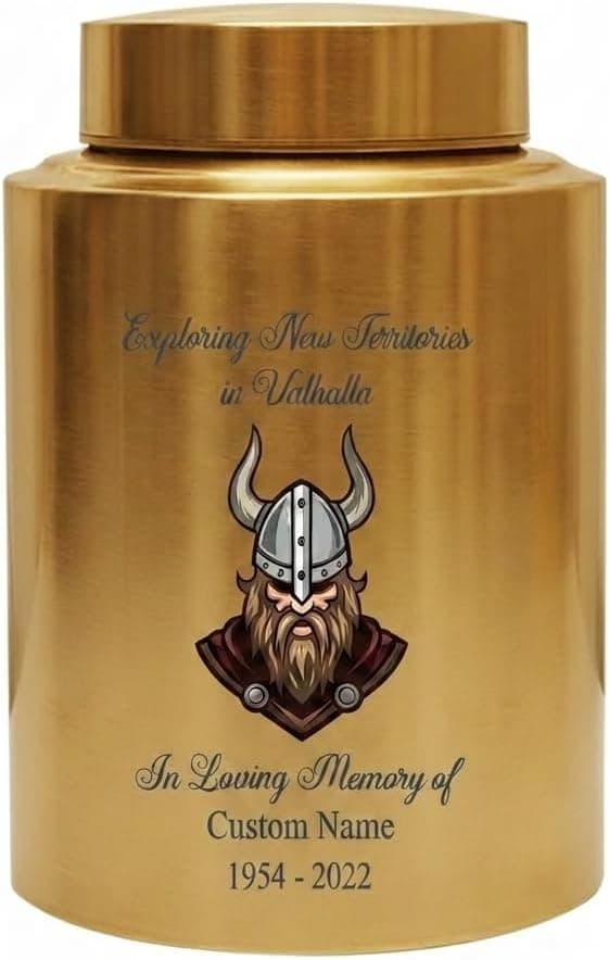 Personalized Valhalla Viking Nordic Runes Urn for Human Ashes, Exploring New Territories Norse Gift for Father Husband Brother, Memorial Keepsake Urn, Memorial Gift, in Loving Memory B0H1VSWJZL