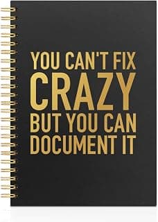 You Can't Fix Crazy But You Can Document It Black Golden Horizontal Lined Spiral Notebook, Funny Spiral Notebook Gifts for Coworker Friend Office Worker Boss Leader, Humor Office Journal B0GJ67JFPN