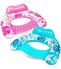 SLOOSH Inflatable Pool Floats Adult,2 Pack Pool Chairs with Cup Holders,Blow up Floats Chair,Hammock Noodle Mat for Relaxing Summer Water Fun Swimming Party Beach