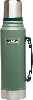 Stanley Heritage Classic Vacuum Bottle with Handle 1.1 qt | Wide Mouth w/Leakproof Cup Lid | Keep Drinks Hot or Cold | Insulated Stainless Steel Thermal Bottle | BPA-Free | Hammertone Green
