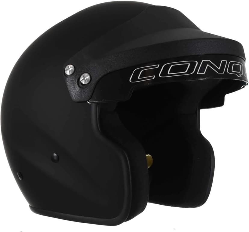 Conquer Snell SA2025 Approved Open Face Auto Racing Race Car Helmet - Adult | Men | Women | Youth - ( Black / White / Silver )