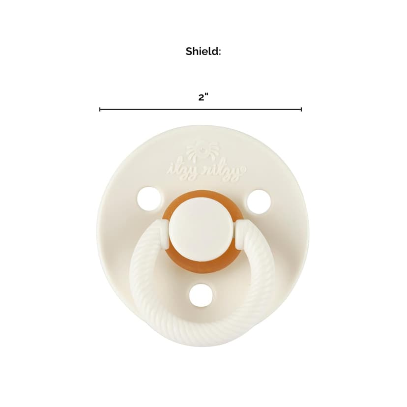 Itzy Ritzy Natural Rubber Newborn Pacifiers (Set of 2) – Baby Pacifiers with Cherry-Shaped Nipple & Large Air Holes for Added Safety; Set of 2 Binkies in Coconut & Toast (Ages 0 – 6 Months)