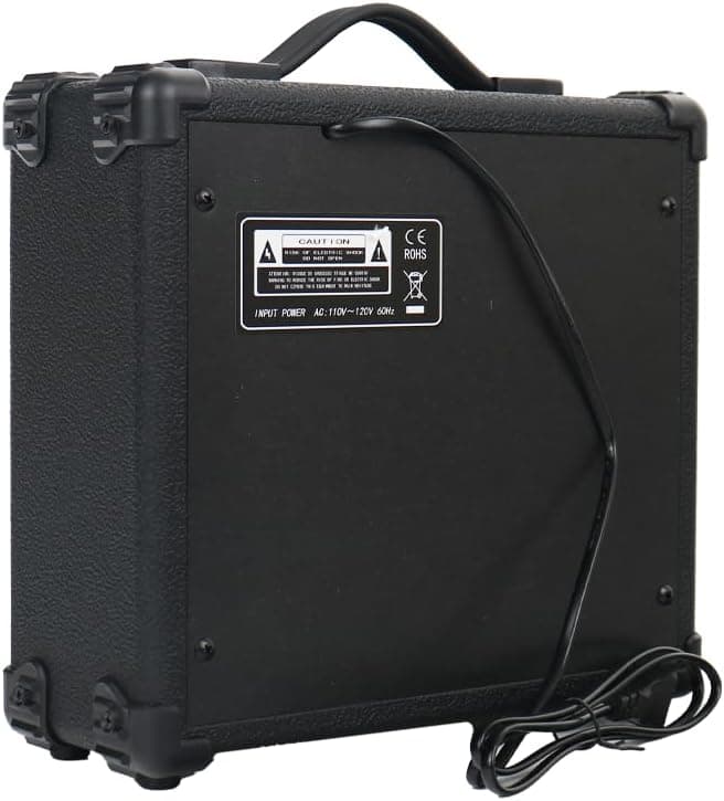 Demusea Electric Guitar Amplifier 20w Guitar Amp Practice Small Portable Travel Mini with Headphone Jack Aux Distortion Gain Treble Bass Volume Jack with 3 Meters Cable Audio Adapter Guitar Picks