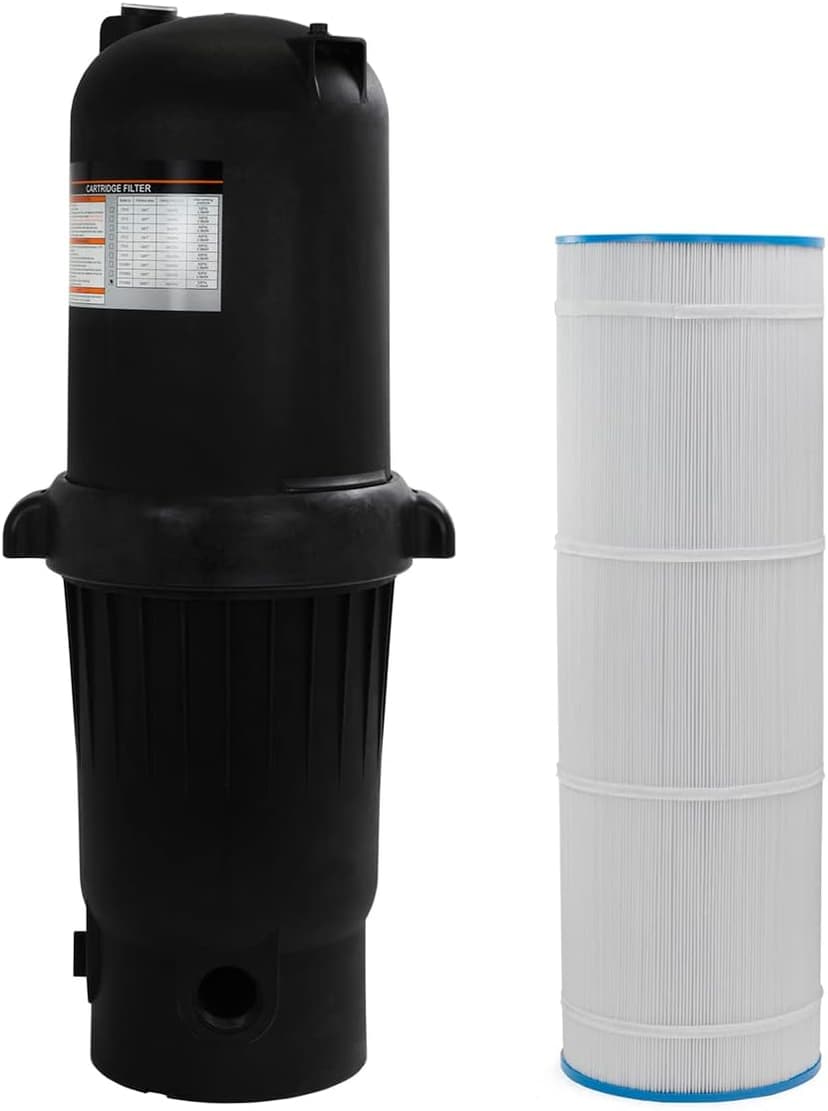 XtremepowerUS 200 sq/ft Pool Cartridge Filter for In-Ground Swimming Pool and Spa Pool Filter System for Pools Up to 72,000 Gallons, Black