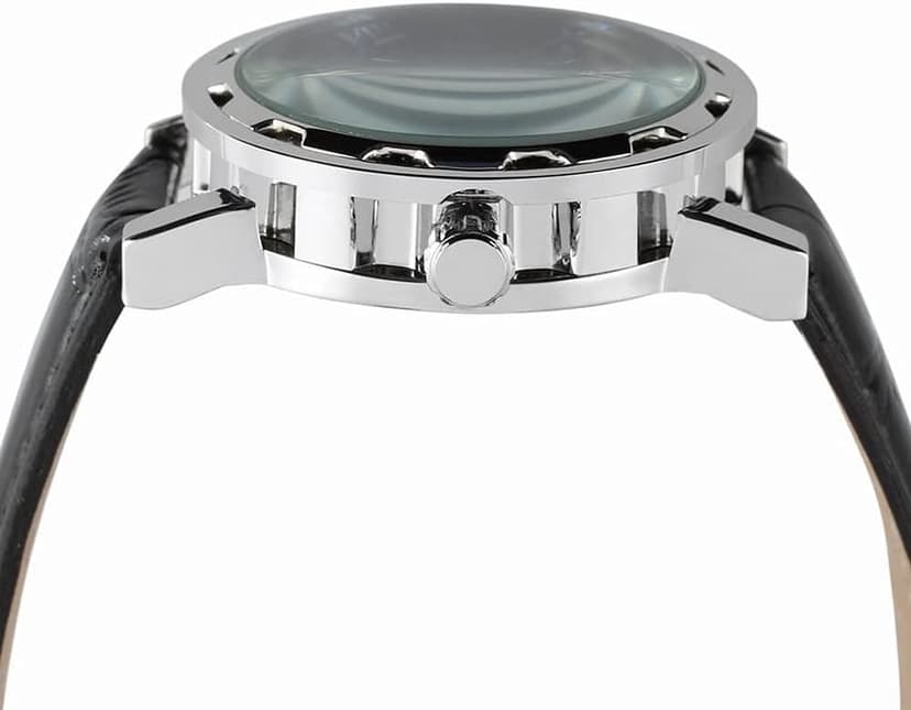 Weicam Men's Fashion Mechanical Wristwatch Transparent Dial with Skeleton Design Leather Band Automatic Manual-Winding Watch