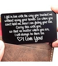 I Love You Card for Wallet – Surprise Gift for Him or Her - Voted Best Love Gift for Men or Women - Engraved, Durable, and Stays in Their Wallet Forever - Black Envelope Included
