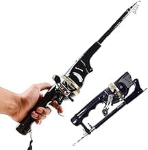 VBQFDPH Mini Fishing Rod and Pocket Fishing Rod & Reel Combo - Collapsible Telescopic Ultra-Compact Foldable Design, 6x5.5x1.62 Inch Portable Outdoor Gear for Travel, Hiking, Backpacking