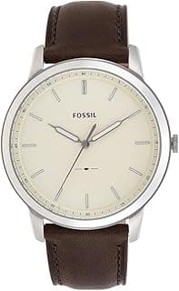 Fossil Men's Minimalist Quartz Stainless Steel and Leather Three-Hand Watch