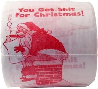 Dirty-Santa-Christmas-Toilet-Paper-Roll You Get Shit for Christmas Secret Santa Stocking Stuffer, Adult Funny White Elephant Gag Gift Shart Wipes