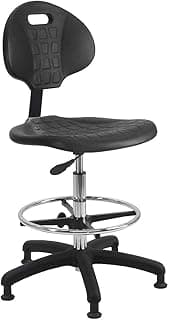 BenchPro Deluxe Chrome & Firm Polyurethane Foam Chair with 18” Adjustable Footring, Glides and Heavy Nylon Base, 21"-31" Height Adjustment, 450 lbs Capacity