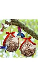 Hummingbird Nesters - Bird Nesting Material Holder for Wild Birds - Humming Bird House Materials Gifts for Bird Watching Nature Lovers - Refillable Outdoor Nesting Station to Build a Nest