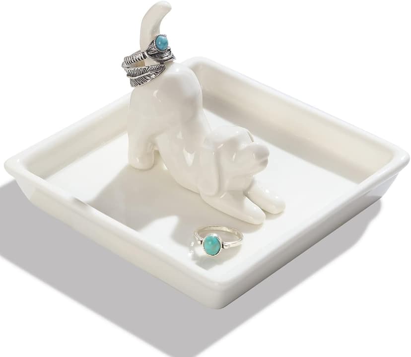 PUDDING CABIN Dog Mom Gifts for Women: Dog Lover Ring Holder Dish Jewelry Holder, Perfect for Mothers Day, Birthday, Wedding, Christmas