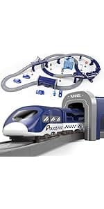 Train Sets for Toddlers, 66 Pcs Trains Toy with Battery Operated & Tracks (Magnetic Connection), Compatible with Thomas, Brio, Christmas Toy Gifts for 3 4 5 6 7 8 Years Old (Police)