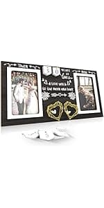 Then & Now Anniversary Picture Frame - 1-99 Years Anniversary Wedding Gift for Couple, Engagement Bridal Shower Gifts for Couples Wood Photo Frame Holds 2 4x6 Inches Photos