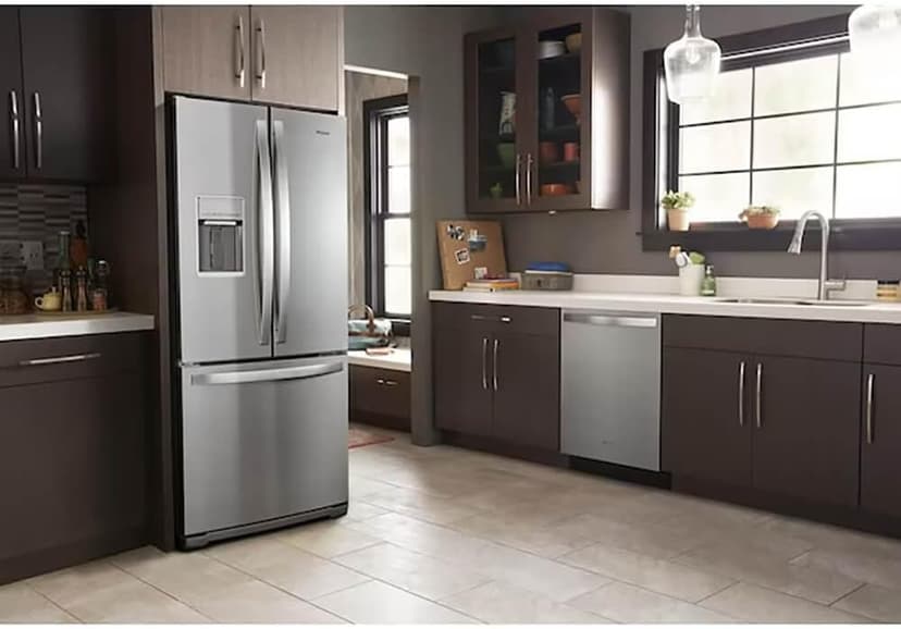 Whirlpool 30 Inch French Door Refrigerator with 19.7 Cu. Ft. Capacity, Internal Ice Maker, Water Dispenser, Spill-Proof Glass Shelves, EveryDrop® Filtration and Fast Cool: Stainless Steel