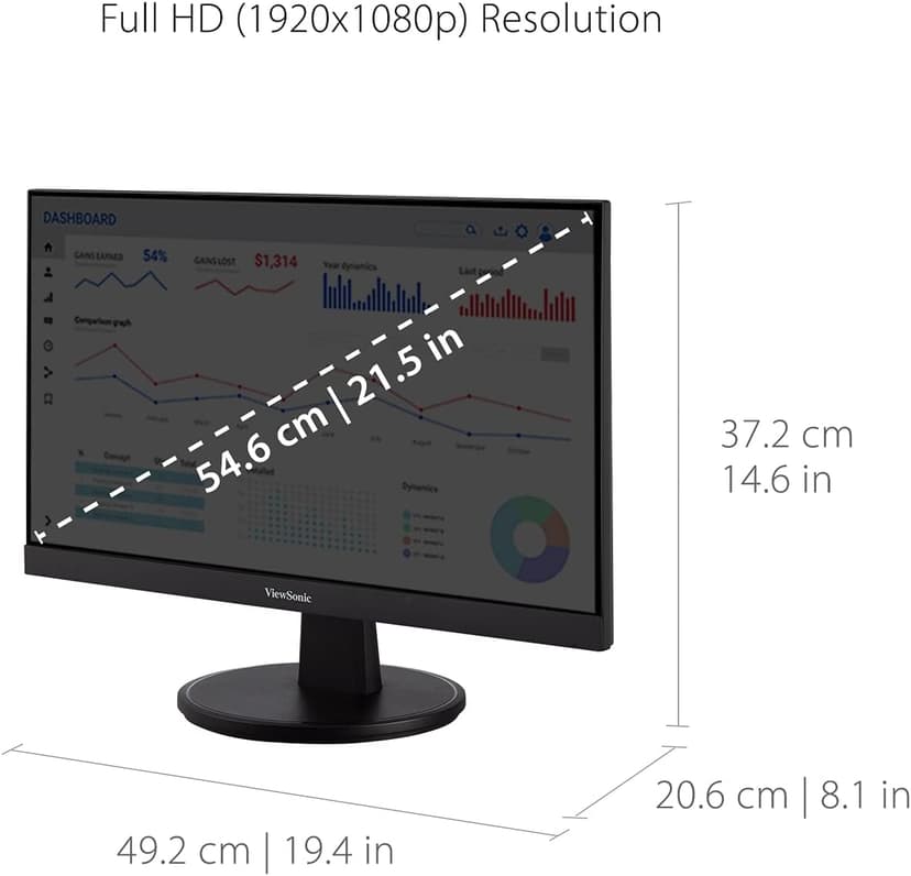 ViewSonic VA2247-MH 22 Inch 1080p Monitor, 100Hz Refresh Rate with FreeSync for Smooth Workflows, Ultra-Thin Bezels, HDMI, and VGA Inputs