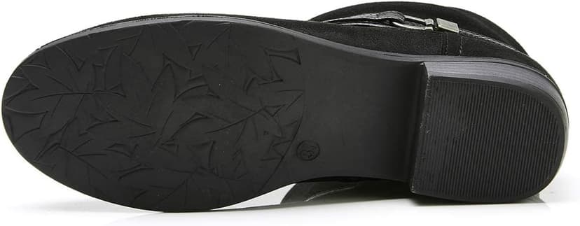 VJH confort Women's Mid Calf Boot,Round Toe Low Heel Comfort Slouchy Bootie with Side Zipper Buckle Strap