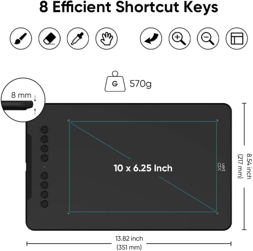 XPPen Updated Deco 01 V3 Drawing Tablet, 16384 Pressure Sensitivity, 8 Custom Shortcuts, 220 Report Rate for OSU Drawing Pad, Remote Teaching & Animation, Compatible with Android, Windows, macOS