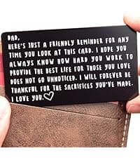 Wallet Card for Dad – Father's Day Gift from Son or Daughter for the Best Dad Ever - Voted Most Meaningful and Unique Gift for Fathers - Gift Ready, Engraved