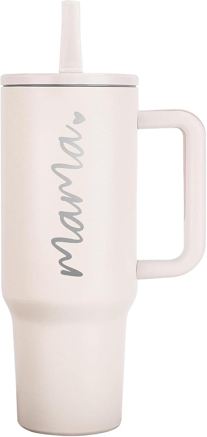 Mama Tumbler 40 oz Cup with Lids Straws First Mothers Day Gifts for New Mom Gifts for Pregnant Mother, Mama, Mom To Be B0F1DK279Y
