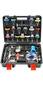 BILITOOLS Radiator Coolant Pressure Tester & Vacuum Refill Kit, 28-Piece Universal Cooling System Radiator Leak Tester & Refiller