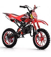 50cc Kids Dirt Bike, 2-Stroke Gas Powered Mini Motorcycle Up to 40MPH, Off-Road Dirt Bike for Kids 8-14 with Front Rear Disc Brakes, Double Shock Absorption (Black)