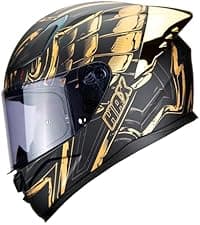 HAX Obsidian Full Face Dual Visor Adult Motorcycle Helmet for Motorbike Street Bike with Pinlock Ready DOT Approved Matte Black Gold L