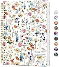 2026 Planner, Weekly and Monthly Calendar Planner, January 2026 - December 2026, Hardcover 2026 Calendar Book with Tabs For Women & Men, Inner Pocket, Spiral Bound, Perfect for Office Home School Supplies - A5 (6.3" x 8.5"), Pink