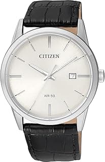Citizen Citizen Quartz Mens Watch, Stainless Steel with Leather Strap, Casual