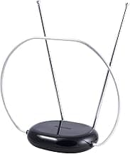 Philips Rabbit Ears Black Indoor TV Antenna, Dipoles and Circular Loop, Tabletop, Digital, Smart TV Compatible, HDTV, 4K 1080P VHF UHF, 5Ft Coaxial Cable, SDV8201B/27
