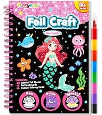 Mess-Free & No-Glue Activity,Kids Ages 4-10 Create 16 Sparkly Princess Unicorn Pictures,Halloween Toy & Birthday Gift for Kid FUNNYB&G Foil Art Craft Kit for Kids, Halloween Crafts Gift Toy for Kids B0DK6DYYD8