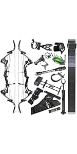 Archery Bowfishing Compound Bow Kit, 0-70lbs Adjustable,Ready to Fish Kit with Bowfishing Reel,Bow Fishing Arrows,Right-Handed for Adult/Youth Fishing Hunting Target Shooting