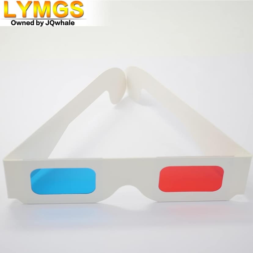 10 Pairs 3D Paper Glasses, Red and Cyan Lens in White Frame Anaglyph Cardboard for Movies - Folded in Protective Sleeve