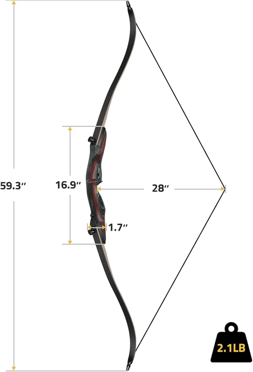CVLIFE 62" Recurve Bow and Arrow Set for Adults and Hunter,30lb-50lb Right Hand Wooden Takedown Hunting Recurve Bow,for Beginners to Advanced,Outdoor Hunting and Target Practice