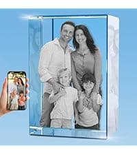 Personalized 3D Crystal Photo, Picture Cube Idea Gift With Your Own Photo, Customized Christmas, Birthday, Wedding Memorial, Mother's Day, Couples Gift for Women, Wife, Husband, Men - Small Portrait