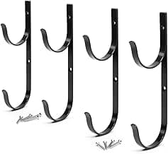 Pool Pole Hanger Premium 4pc Black Aluminium Holder Set by Aquatix Pro, Ideal Hooks for Telescopic Poles, Skimmers, Leaf Rakes, Nets, Brushes, Vacuum Hose, Garden Tools and Swimming Pool Accessories