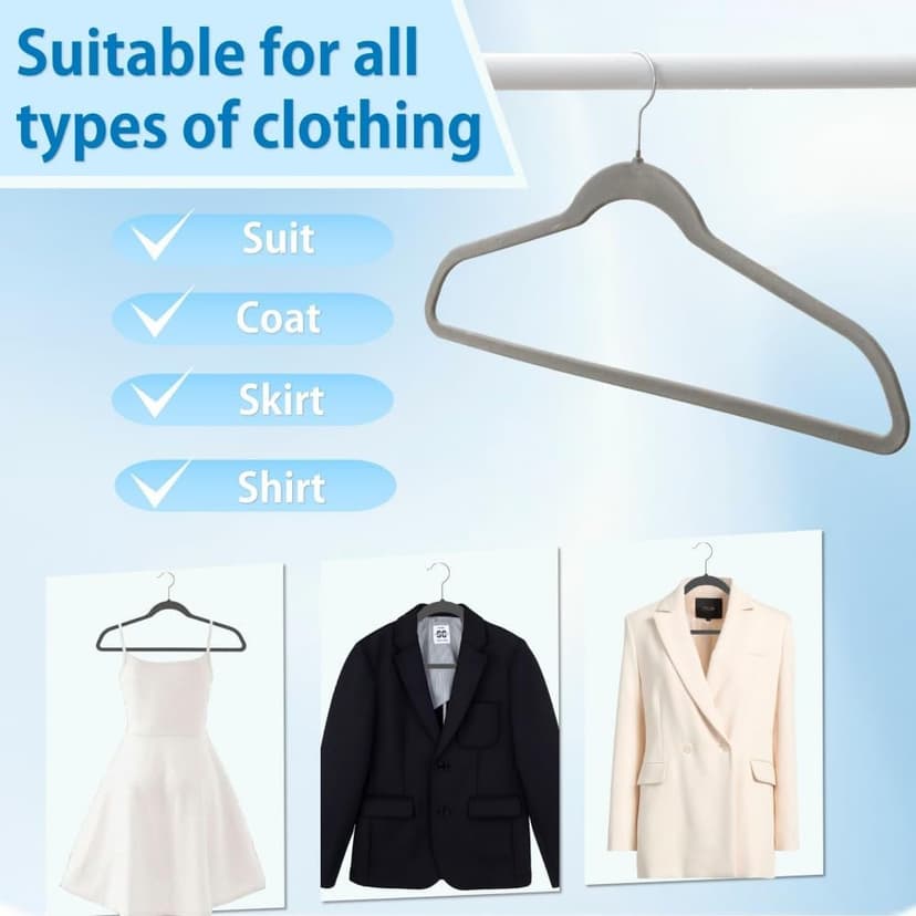 21" Extra Wide Hangers, 24-Pack Velvet Wide Hanger for Plus Size Clothes, Extra Large Hangers Ideal for XL, XXL Shirts, Coats, Dresses, Ganchos para Colgar Ropa, Grey