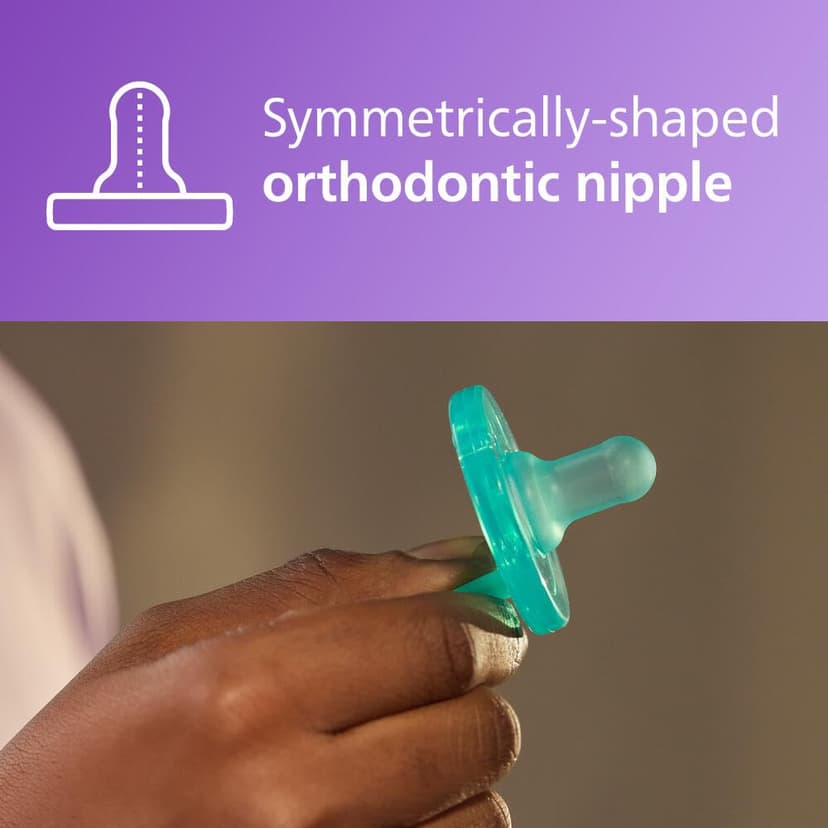 Philips Avent Soothie Orthodontic Baby Pacifiers, 100% Silicone Pacifiers, One Piece, BPA-Free, for Babies 0-3 Months, Green, 4 Pack, Model SCF190/41