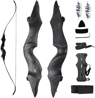 Black Hunter Recurve Bow 60" Right-Handed Bow Ergonomically Designed for Comfortable Grip Suitable for Beginners and Longbow Enthusiasts to Train Or Hunt