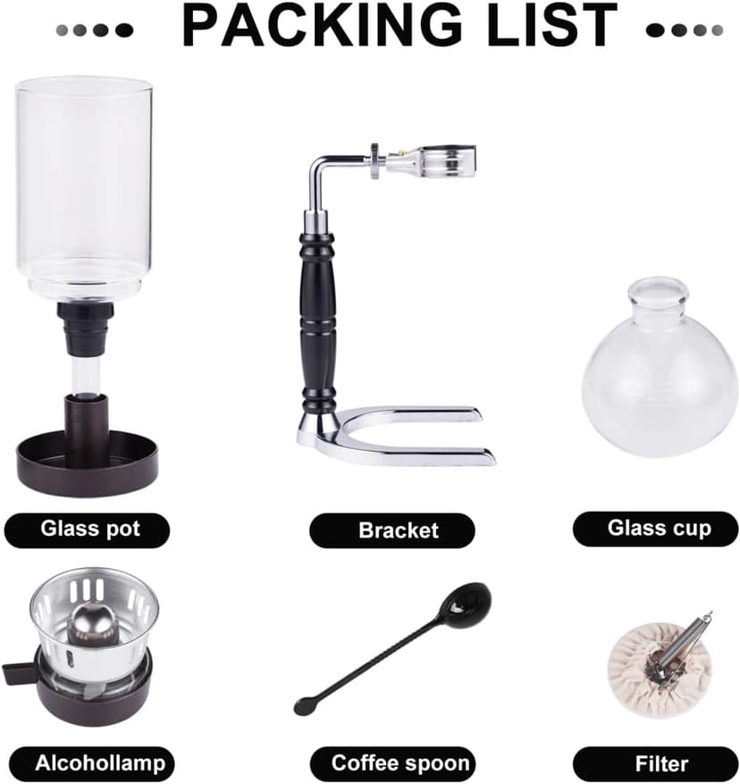 YUCHENGTECH Siphon Syphon Coffee Maker Tabletop Glass Siphon Pot Glass Technica Siphon Vacuum Coffee Maker(5 Cups(600ml))