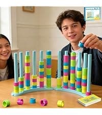 BBnote 48PCS Stack Game for Adult & Kids, Tetra Board Tower Games for Family Travel Party, 2 Players Balance Stacking Toy, Team Toys Building Block