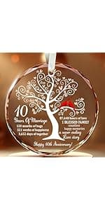 25th Wedding Anniversary Glass Ornament – Silver Wedding for Parents, Couple, Wife, or Husband – Unique 25 Years Marriage Christmas Decoration Keepsake