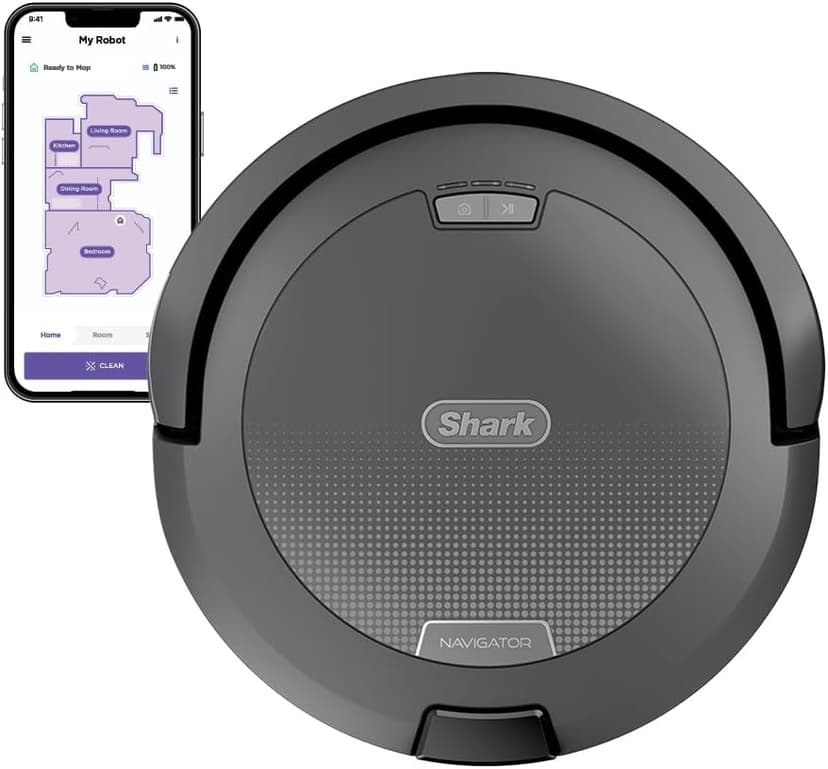Shark Navigator Robot Vacuum with SmartPath Navigation and Self-Cleaning Brushroll, Powerful Suction, Pet Hair Pickup, Anti-Hair Wrap, for Carpets & Hard Floors, Steel Grey, RV2110