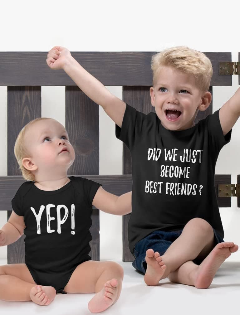 Tstars Did We Just Become Best Friends? Big Brother Little Bro Matching Shirt & Baby Bodysuit Set