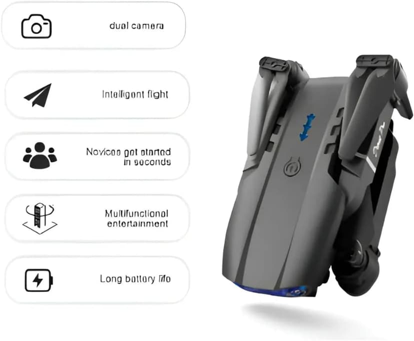E99 Pro Foldable Drone with Dual 4K HD Cameras for Adults and Teens 14+ – FPV Live Video, Wind Resistant, 3 Speed Modes, One-Key Start, 360° Flips, 2 Batteries, Carrying Case