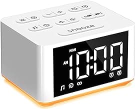 【3 in 1】 Sound Machine Dual Alarm Clock Night Light White Noise Machine 27 Sleeping Sounds for Adults Kids Precise 32 Level Volume Sleep Timer Memory Function Digital Clock with 30 Wake Up Sounds