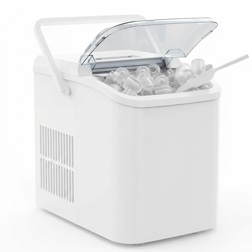 SUMELL Countertop Ice Maker with Handle, 26lbs/24H Portable Ice Machine, Bullet Ice Maker for Home, Kitchen, Camping & Bar