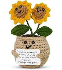 Friendship Gifts For Women, Friend Gift Ideas, Emotional Support, Sunflower Decor, Handmade Keepsake, Soft Yarn Texture OASSIE Best Friend Birthday Gifts for Women - Positive Crochet Sunflower B0FNVGXPQ1